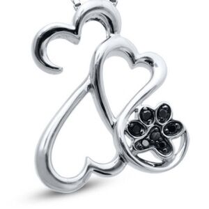 Open Hearts Family Jane Seymour Black Diamond Sterling silver Love Paw necklace